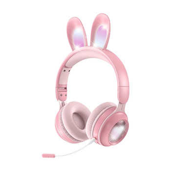 Нови безжични слушалки RGB слушалки със заешки уши с микрофон Сладки момичета Музика Bluetooth слушалки за детски геймърски слушалки