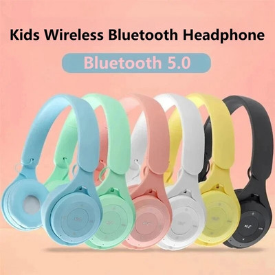 Macaron Headphones Kids Wireless Bluetooth Headphone Stereo Headband Gaming Headset with Mic Gamer Girl Gift for Mobile Tablet