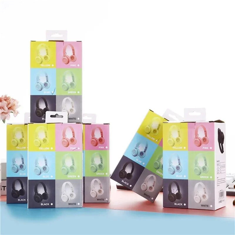 „Macaron“ ausinės vaikams belaidės „Bluetooth“ ausinės, stereofoninės žaidimų ausinės su mikrofonu, mergaitės dovana mobiliajam planšetiniam kompiuteriui