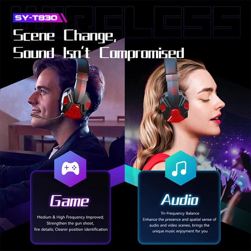 Căști de gaming Bluetooth 5.1 Căști wireless pentru gamer cu microfon cu anulare a zgomotului Căști cu fir pentru telefon