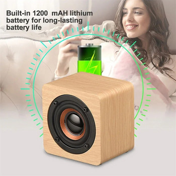 Q1 Ξύλινο μίνι ηχείο Bluetooth Φορητό ξύλινο ασύρματο υπογούφερ Στερεοφωνικό Ισχυρό μπάσο Sound Box Συσκευή αναπαραγωγής μουσικής Whosale