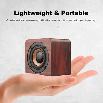 Q1 Дървена мини Bluetooth високоговорител Преносим дървен безжичен субуфер Стерео Мощен бас звукова кутия Музикален плейър Whosale