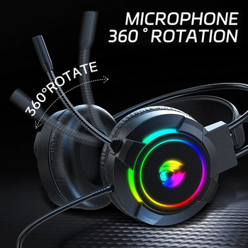 Gaming Headset 7.1 Stereo Surround Bass Headphones RGB Active Noise Reduction Earphones Ακουστικά παιχνιδιών με μικρόφωνο για υπολογιστή
