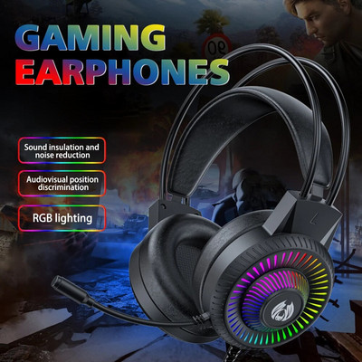 Gaming Headset 7.1 Stereo Surround Bass Headphones RGB Active Noise Reduction Earphones Game Headphone With Microphone For PC