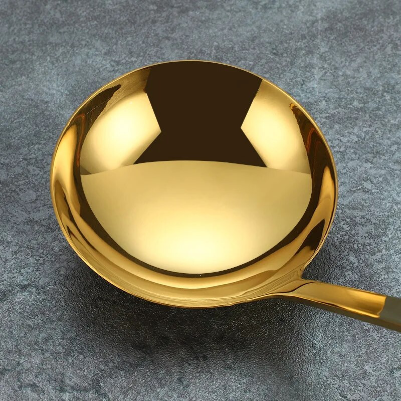 Kuldne roostevabast terasest köögiriistade komplektid Praelabidas Supilusikas Pika varrega vidin Köögitarvikud