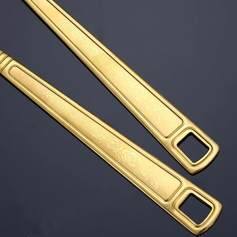 Kuhinjski pribor za kuhanje koji se ne lijepi od nehrđajućeg čelika Velika žlica za salatu Vilica Šuplja lopata Lopatica Zlato za miješanje Posuđe