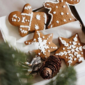 Комплект формички за бисквитки Коледна къщичка от меденки 3D форма за бисквити от неръждаема стомана Форма за фондан Кухненски инструмент за печене Парти декорация
