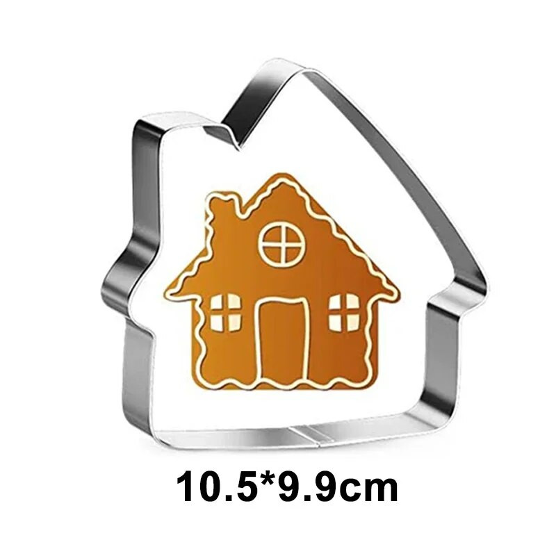 Süteményvágó szett karácsonyi mézeskalács ház 3D rozsdamentes acél keksz forma fondant konyhai sütőeszköz party dekoráció