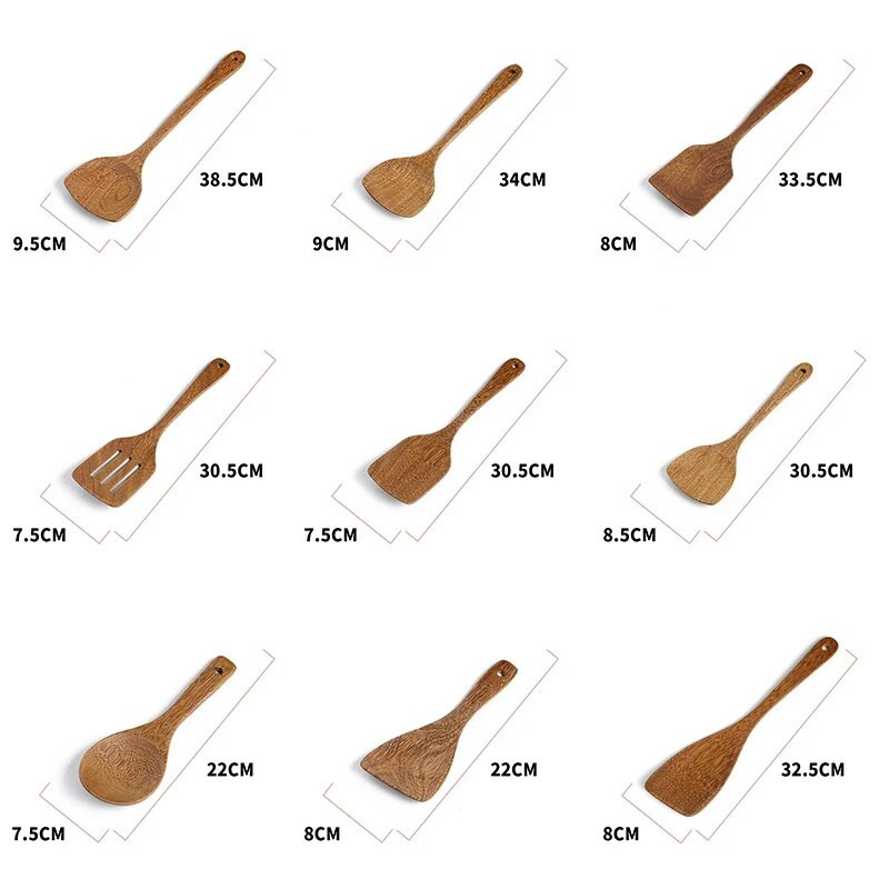 Spatulă din lemn antiaderentă cu mâner lung pentru tigaie Ustensile de panificație Cina alimente Wok lopeți Turner instrumente de bucătărie japoneze