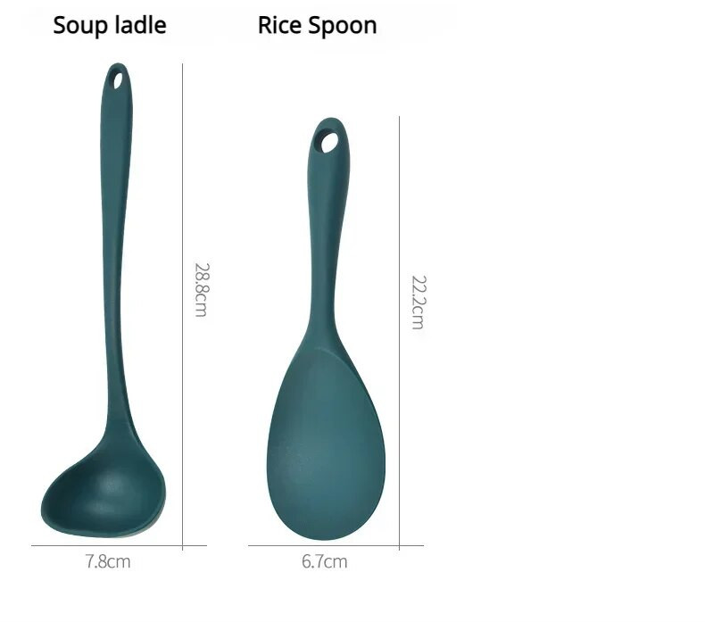5 részes készlet Szilikon konyhai eszközök Leves-kanál Spatula szűrőkanál Tapadásmentes serpenyő Konyhai kellékek Konyhai főzőeszközök