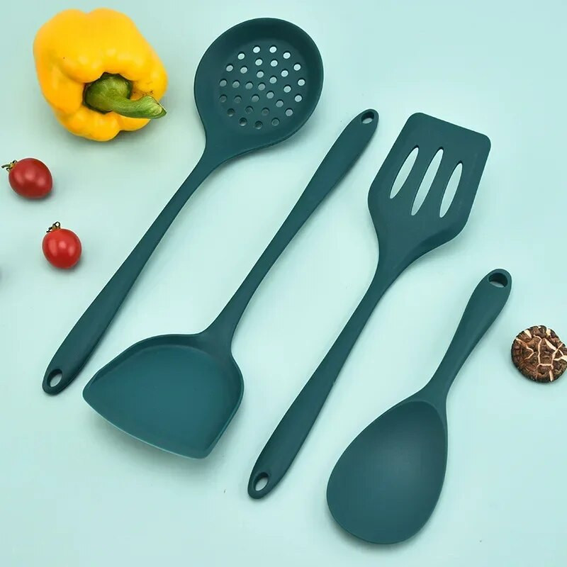 5 részes készlet Szilikon konyhai eszközök Leves-kanál Spatula szűrőkanál Tapadásmentes serpenyő Konyhai kellékek Konyhai főzőeszközök