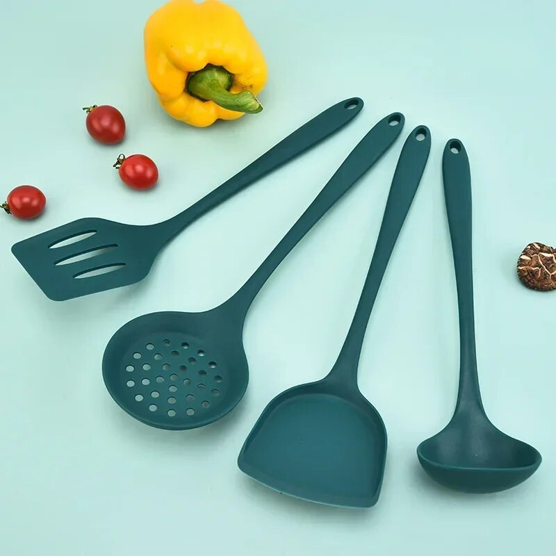 5 részes készlet Szilikon konyhai eszközök Leves-kanál Spatula szűrőkanál Tapadásmentes serpenyő Konyhai kellékek Konyhai főzőeszközök