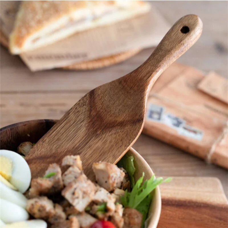 Lopatica s dugom drškom od tikovine Kuhinjski okretač Neljepljivi pribor za kuhanje Drvena lopatica za salatu Strugalica za pečenje Lopatica za rižu Posuđe