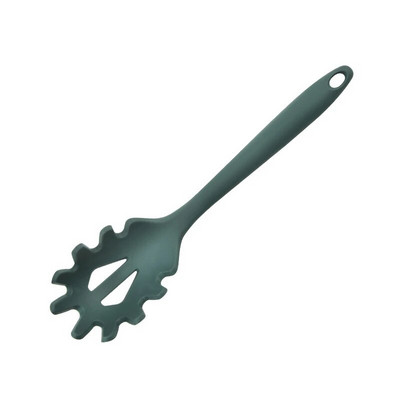 1 db zöld élelmiszer minőségű szilikon konyhai edények tapadásmentes spatula lapát leveses kanál szűrőedény praktikus főzőeszköz