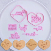 Nove engleske riječi blagoslova Sretan rođendan Valentinovo Majčin dan Hvala Kalup za kolačiće Pečat Preša Okvir Alati za pečenje