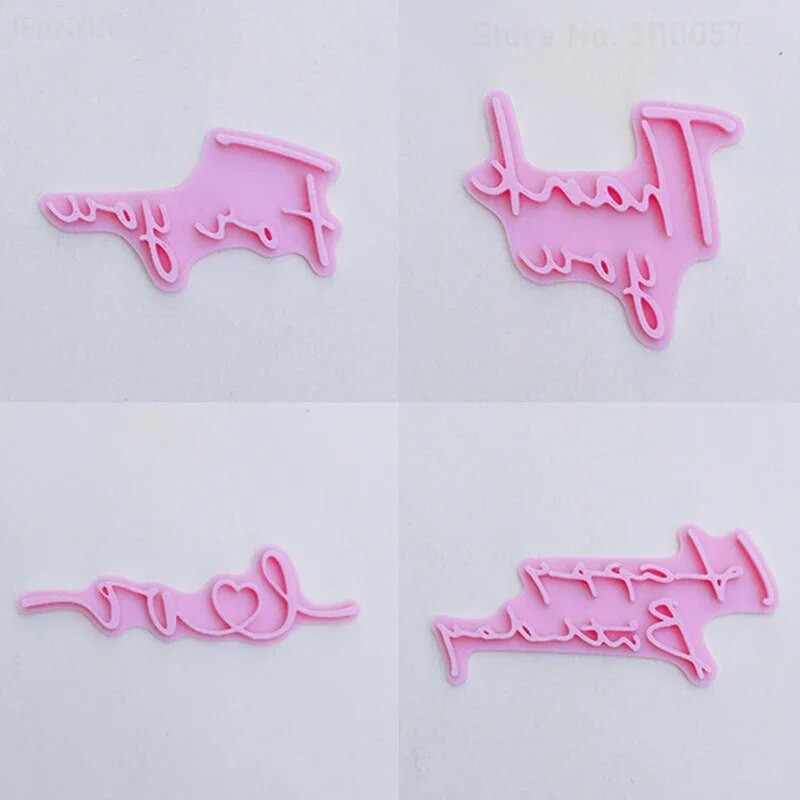 Nove engleske riječi blagoslova Sretan rođendan Valentinovo Majčin dan Hvala Kalup za kolačiće Pečat Preša Okvir Alati za pečenje