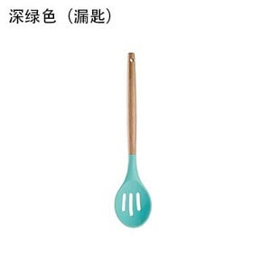 YOMDID Ustensile de gătit de bucătărie din silicon de calitate alimentară Instrumente practice de gătit Spatulă Linguriță cu mâner din lemn Ustensile de bucătărie