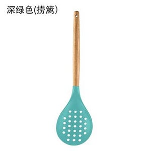 YOMDID Ustensile de gătit de bucătărie din silicon de calitate alimentară Instrumente practice de gătit Spatulă Linguriță cu mâner din lemn Ustensile de bucătărie