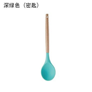 YOMDID Ustensile de gătit de bucătărie din silicon de calitate alimentară Instrumente practice de gătit Spatulă Linguriță cu mâner din lemn Ustensile de bucătărie