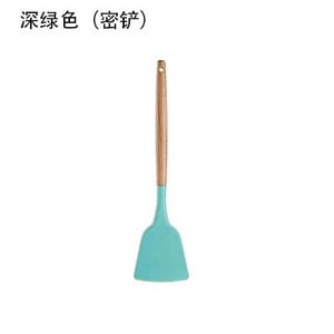 YOMDID Ustensile de gătit de bucătărie din silicon de calitate alimentară Instrumente practice de gătit Spatulă Linguriță cu mâner din lemn Ustensile de bucătărie