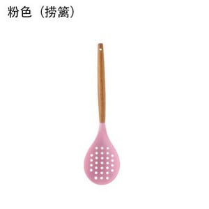 YOMDID Ustensile de gătit de bucătărie din silicon de calitate alimentară Instrumente practice de gătit Spatulă Linguriță cu mâner din lemn Ustensile de bucătărie