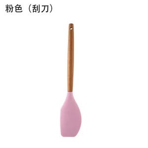 YOMDID Ustensile de gătit de bucătărie din silicon de calitate alimentară Instrumente practice de gătit Spatulă Linguriță cu mâner din lemn Ustensile de bucătărie