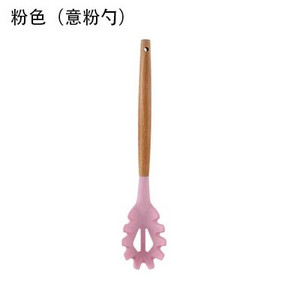 YOMDID Ustensile de gătit de bucătărie din silicon de calitate alimentară Instrumente practice de gătit Spatulă Linguriță cu mâner din lemn Ustensile de bucătărie