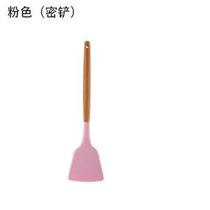 YOMDID Ustensile de gătit de bucătărie din silicon de calitate alimentară Instrumente practice de gătit Spatulă Linguriță cu mâner din lemn Ustensile de bucătărie