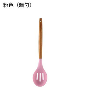 YOMDID Ustensile de gătit de bucătărie din silicon de calitate alimentară Instrumente practice de gătit Spatulă Linguriță cu mâner din lemn Ustensile de bucătărie