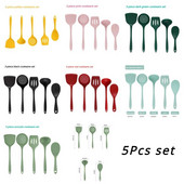 5 vienetai Silikoniniai virtuvės reikmenys Sriuba-Šaukštas Mentele Kiaurasamtis Šaukštas Nelipnus keptuvės Virtuvės reikmenų rinkinys Virtuvės įrankiai Virtuvės reikmenys