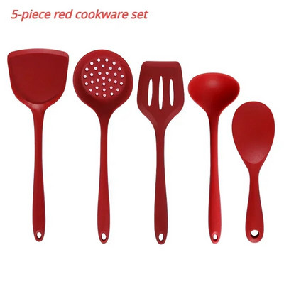 5 vienetai Silikoniniai virtuvės reikmenys Sriuba-Šaukštas Mentele Kiaurasamtis Šaukštas Nelipnus keptuvės Virtuvės reikmenų rinkinys Virtuvės įrankiai Virtuvės reikmenys