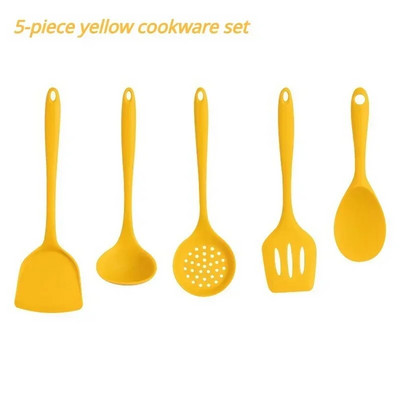 5 vienetai Silikoniniai virtuvės reikmenys Sriuba-Šaukštas Mentele Kiaurasamtis Šaukštas Nelipnus keptuvės Virtuvės reikmenų rinkinys Virtuvės įrankiai Virtuvės reikmenys