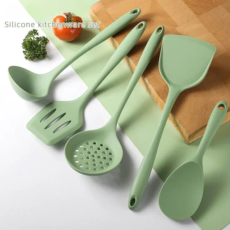 5 vienetai Silikoniniai virtuvės reikmenys Sriuba-Šaukštas Mentele Kiaurasamtis Šaukštas Nelipnus keptuvės Virtuvės reikmenų rinkinys Virtuvės įrankiai Virtuvės reikmenys