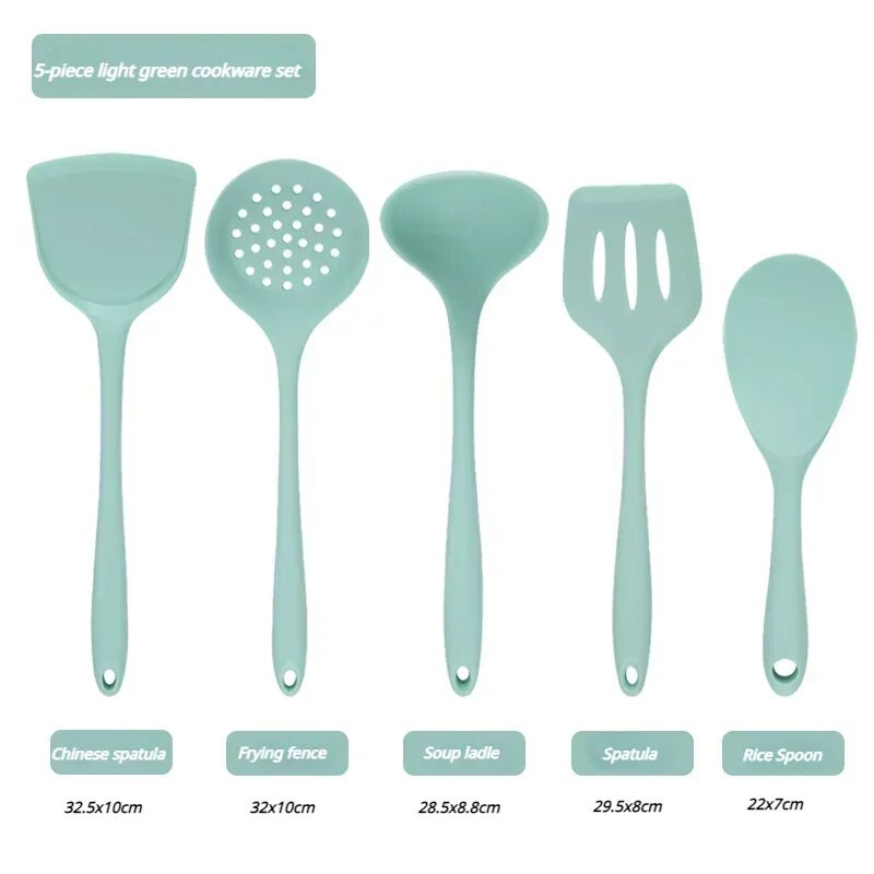 5 vienetai Silikoniniai virtuvės reikmenys Sriuba-Šaukštas Mentele Kiaurasamtis Šaukštas Nelipnus keptuvės Virtuvės reikmenų rinkinys Virtuvės įrankiai Virtuvės reikmenys