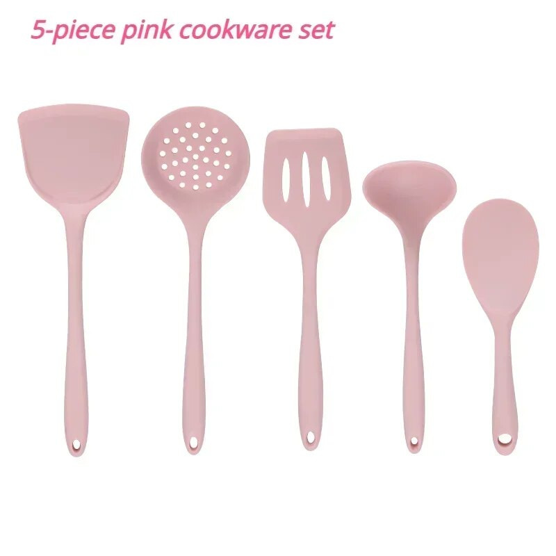 5 vienetai Silikoniniai virtuvės reikmenys Sriuba-Šaukštas Mentele Kiaurasamtis Šaukštas Nelipnus keptuvės Virtuvės reikmenų rinkinys Virtuvės įrankiai Virtuvės reikmenys
