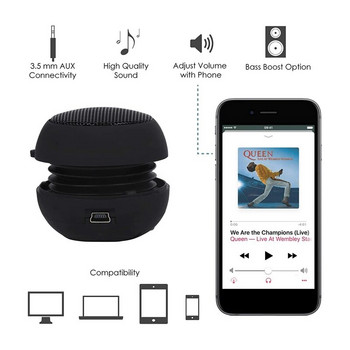 HOT-Mini Speaker Φορητό επαναφορτιζόμενο ηχείο ταξιδιού με είσοδο Aux Ενσύρματη υποδοχή ακουστικών 3,5 Mm