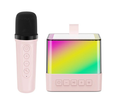 Vaikų mini belaidžiai „Bluetooth“ garsiakalbiai karaoke aparatas su mikrofonu RGB aplinkos apšvietimas, aukštos kokybės stereofoninis garsas, dainuojantis garsas