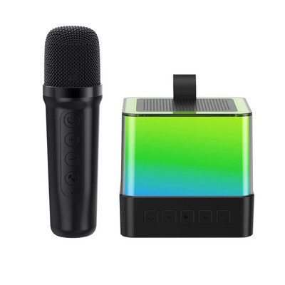 Vaikų mini belaidžiai „Bluetooth“ garsiakalbiai karaoke aparatas su mikrofonu RGB aplinkos apšvietimas, aukštos kokybės stereofoninis garsas, dainuojantis garsas