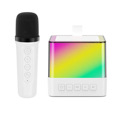 Vaikų mini belaidžiai „Bluetooth“ garsiakalbiai karaoke aparatas su mikrofonu RGB aplinkos apšvietimas, aukštos kokybės stereofoninis garsas, dainuojantis garsas