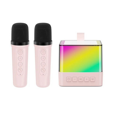 Vaikų mini belaidžiai „Bluetooth“ garsiakalbiai karaoke aparatas su mikrofonu RGB aplinkos apšvietimas, aukštos kokybės stereofoninis garsas, dainuojantis garsas