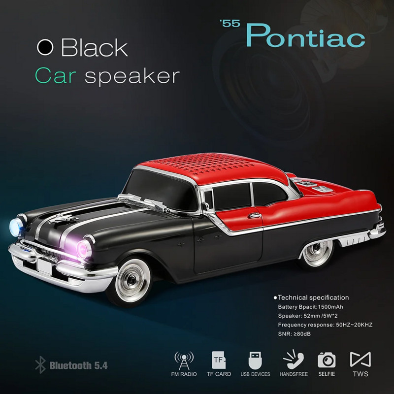 Novi dolazak iz 2024. Stereo zvučnik u obliku automobila Bluetooth zvučnik s TF USB FM AUX handsfree TWS LED svjetlom za djecu