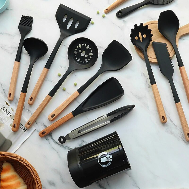 1 buc Set de ustensile de bucătărie din silicon Turner pentru unelte de gătit de bucătărie Racletă Kit de ustensile de gătit antiaderent Spatulă Accesorii de bucătărie