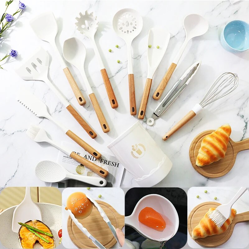 1 buc Set de ustensile de bucătărie din silicon Turner pentru unelte de gătit de bucătărie Racletă Kit de ustensile de gătit antiaderent Spatulă Accesorii de bucătărie