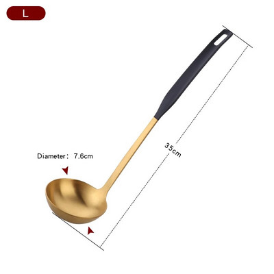 Új színű rozsdamentes acél főzőeszköz készlet Matt Rose Gold hosszú nyelű leveses merőkanál és szűrőkanál készlet falra akasztható konyhai eszközök