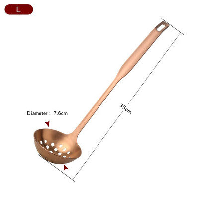 Új színű rozsdamentes acél főzőeszköz készlet Matt Rose Gold hosszú nyelű leveses merőkanál és szűrőkanál készlet falra akasztható konyhai eszközök