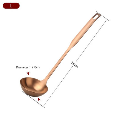 Új színű rozsdamentes acél főzőeszköz készlet Matt Rose Gold hosszú nyelű leveses merőkanál és szűrőkanál készlet falra akasztható konyhai eszközök