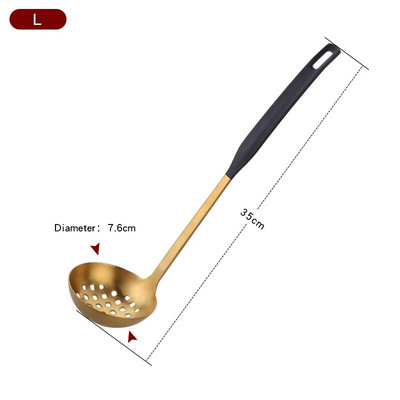 Új színű rozsdamentes acél főzőeszköz készlet Matt Rose Gold hosszú nyelű leveses merőkanál és szűrőkanál készlet falra akasztható konyhai eszközök