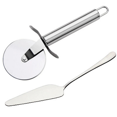 Rozsdamentes acél pizza vágó, pizza kerekes szeletelő torta kenyér pitek körkés konyhai eszközök sütő vágó szerszámok