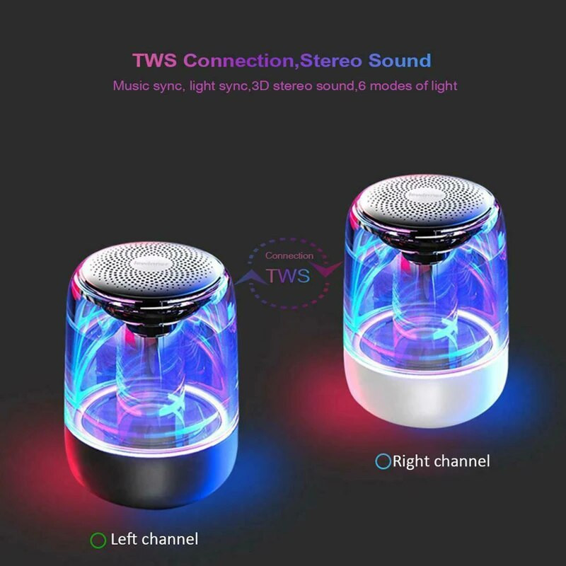 C7 "5w" hordozható vezeték nélküli hangszóró, Bluetooth hangszórók LED lámpák sztereó, TF kártya, FM , hifi oszlopos telefonokhoz caixa de som