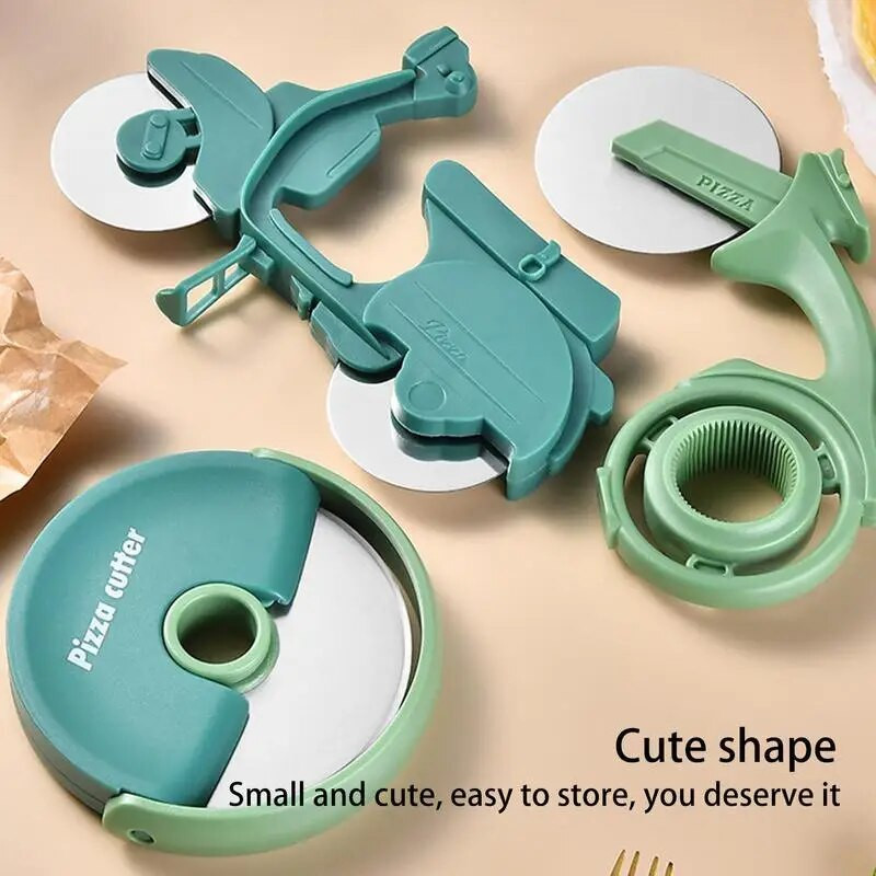 Picos pjaustytuvas nerūdijančio plieno dviračio formos ratas motociklo volelis picos smulkintuvas picos pjaustymo peilis virtuvės įrankiai